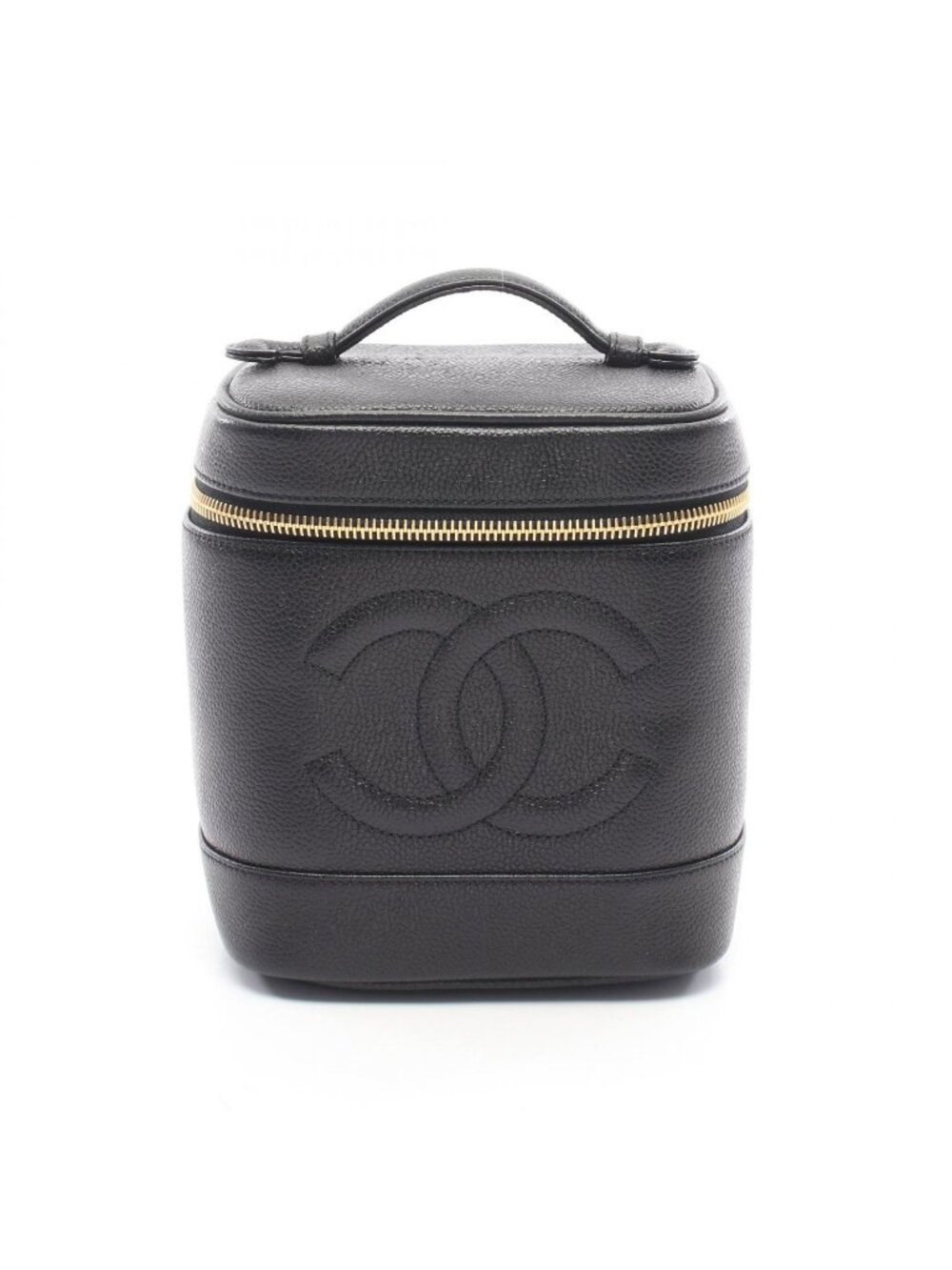 Chanel Handbag CC Logo Black Caviar Leather